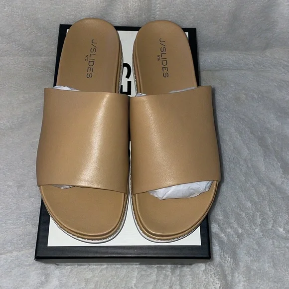 NWT J/SLIDES BIBBY Nude Leather Sandal - Picture 8 of 15